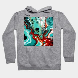 Teal and Crimson Fluid Color Mix Hoodie